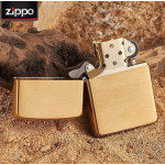 Набор Zippo (Зиппо) Зажигалка BR FIN SOLID BRASS 204B + кожаный чехол Zippo + топливо Zippo 125мл + набор из 6 кремней Zippo в блиcтере