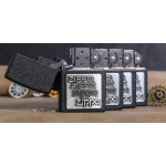 Набор Zippo (Зиппо) Зажигалка PEWTER EMBLEM BLACK CRACKLE 363 + Чехол Zippo + Топливо 125мл + набор Кремней