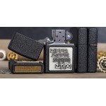 Набор Zippo (Зиппо) Зажигалка PEWTER EMBLEM BLACK CRACKLE 363 + Топливо 125мл + набор Кремней