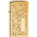Зажигалка Zippo (Зиппо) узкая VENETIAN HIGH POLISH BRASS 1652B