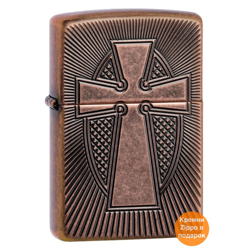 Зажигалка  Zippo (Зиппо) Deep Carve Cross Design Armor 49158