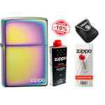 Набір Zippo (Зіппо) Запальничка SPECTRUM ZIPPO LOGO 151ZL + шкіряний чохол Zippo + Паливо 125мл + набір Кремнів