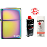 Набор Zippo (Зиппо) Зажигалка SPECTRUM ZIPPO LOGO 151ZL + Топливо 125мл + набор Кремней