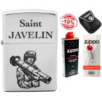 Набір Zippo (Зіппо) Запальничка Saint Javelin 205 J + Чохол Zippo + Паливо 125мл + набір Кремнів