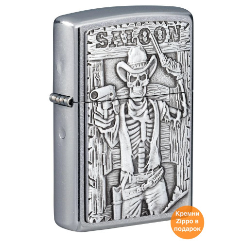 Зажигалка  Zippo (Зиппо) Saloon Skull Emblem 49298