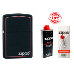 Набор Zippo (Зиппо) Зажигалка BLACK MATTE w/ZIPPO BORDER 218 ZB + Топливо 125мл + набор Кремней