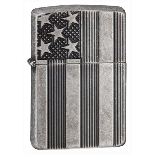 Запальничка Zippo (Зіппо) U.S.Flag Armor Antq Silver 28974