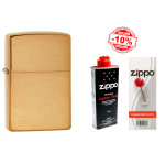 Набір Zippo (Зіппо) Запальничка BR FIN SOLID BRASS 204B + паливо Zippo 125мл + набір з 6 кремнів Zippo в бліcтері